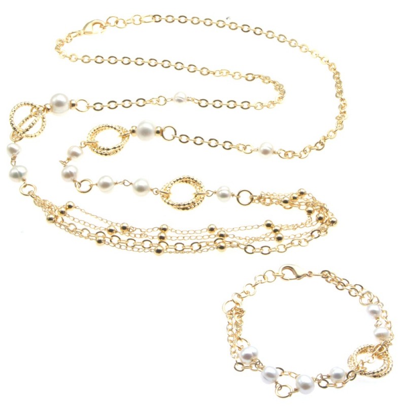 Parure collana e bracciale donna in bronzo e pietre
