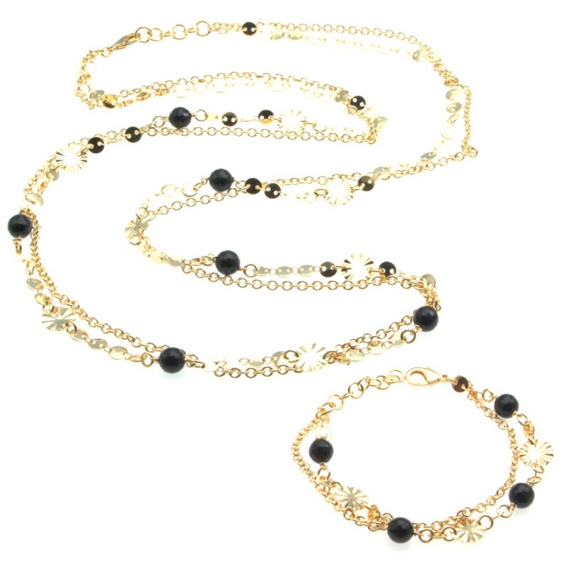 Parure collana e bracciale donna in bronzo e pietre