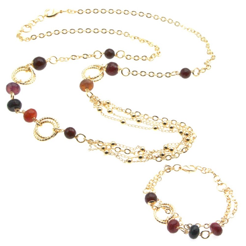 Parure collana e bracciale donna in bronzo e pietre