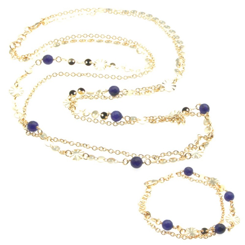 Parure collana e bracciale donna in bronzo e pietre