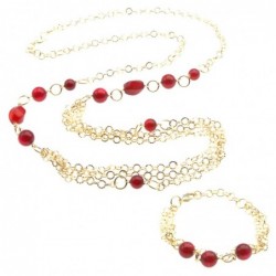 Parure collana e bracciale donna in bronzo e pietre