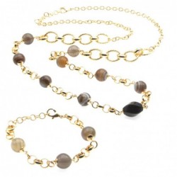 Parure collana e bracciale donna in bronzo e pietre