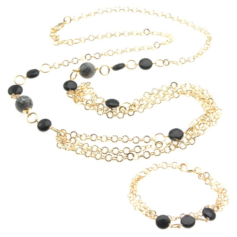 Parure collana e bracciale donna in bronzo e pietre