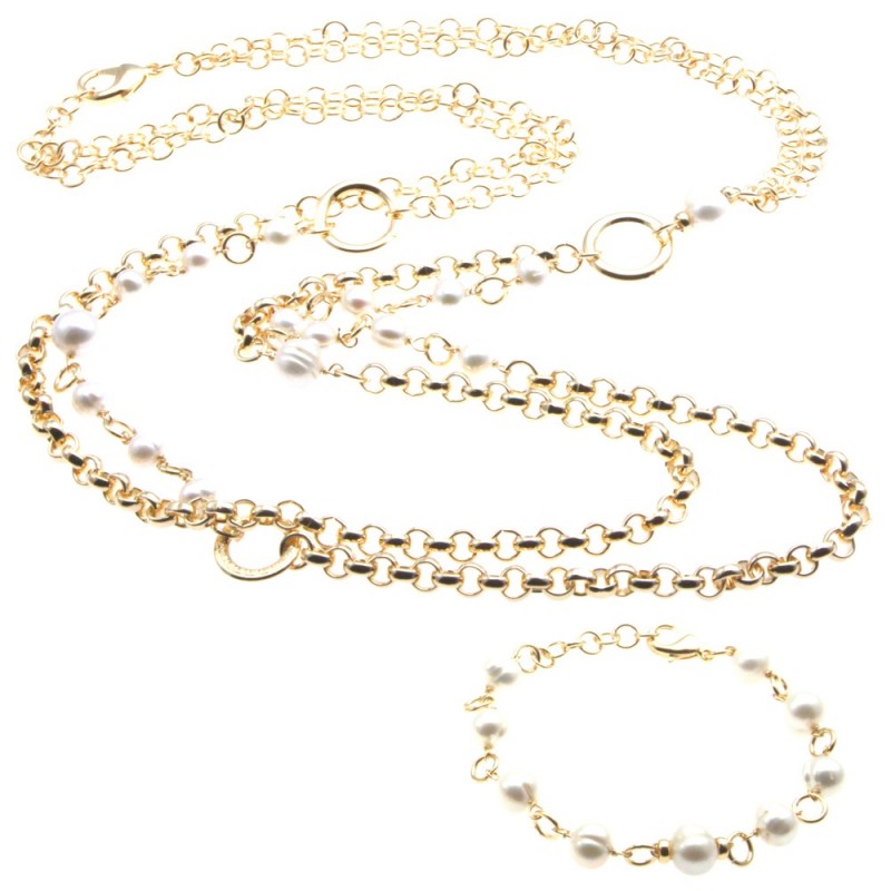 Parure collana e bracciale donna in bronzo e pietre