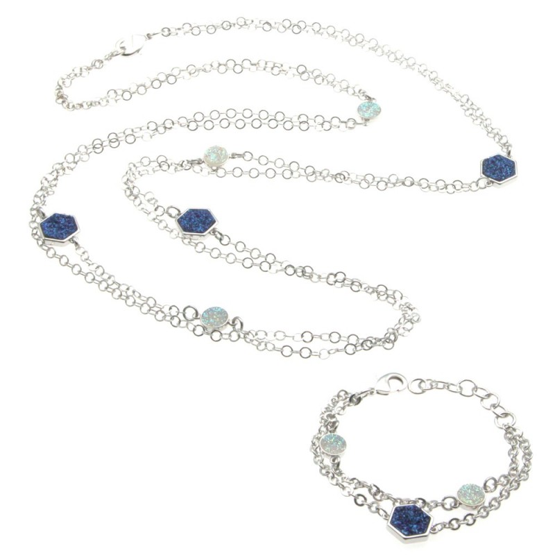 Parure collana e bracciale donna in bronzo e pietre