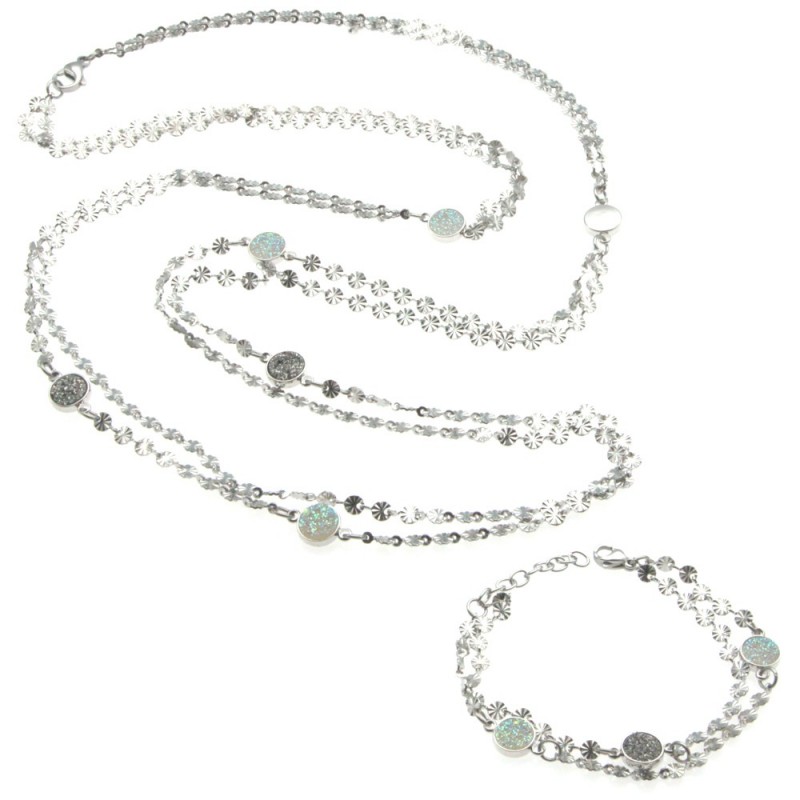 Parure collana e bracciale donna in bronzo e pietre