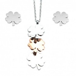 parure donna con quadrifogli acciaio