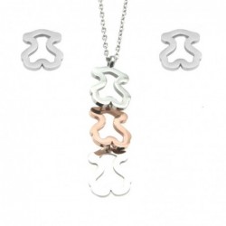 parure donna con orsetto acciaio