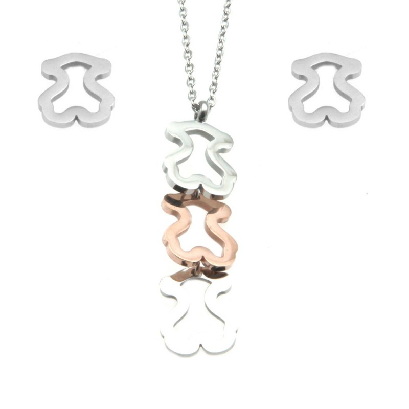 parure donna con orsetto acciaio