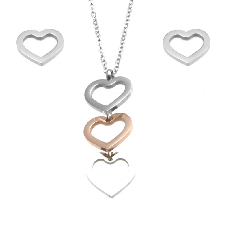 parure donna con cuori acciaio
