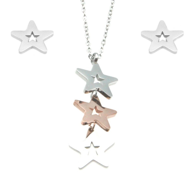 parure donna con stelline acciaio