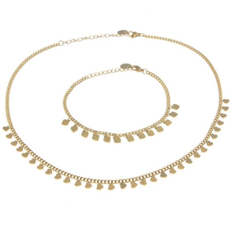 parure donna con cuoricini in acciaio