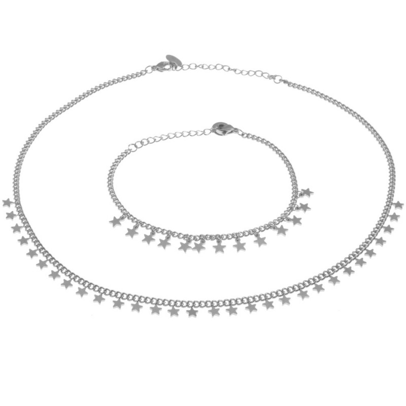 parure donna con stelline in acciaio