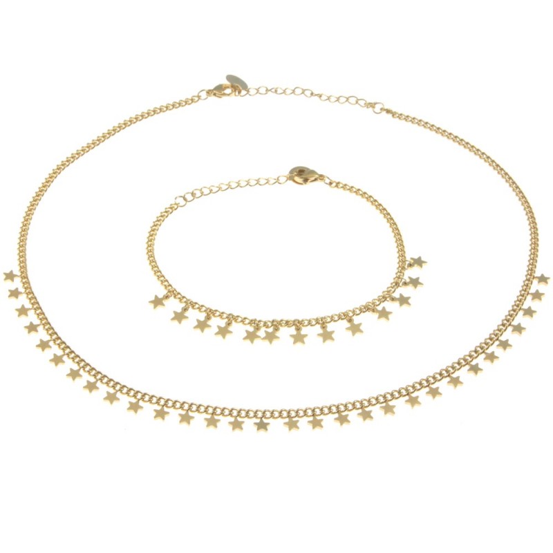parure donna con stelline in acciaio