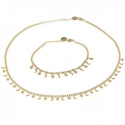 parure donna con stelline e lune in acciaio