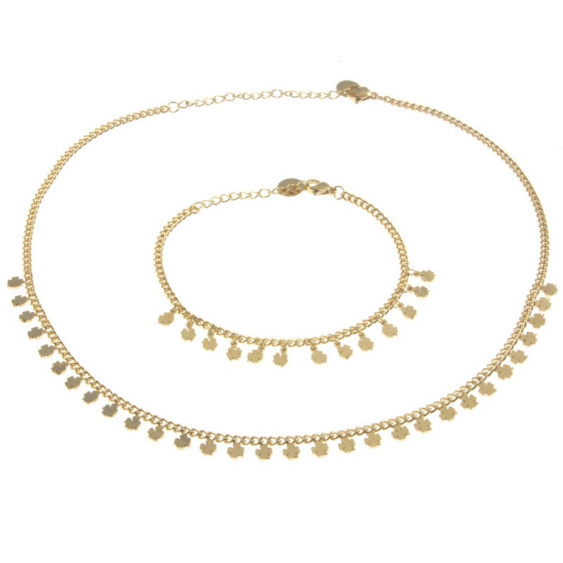 parure donna con quadrifogli in acciaio
