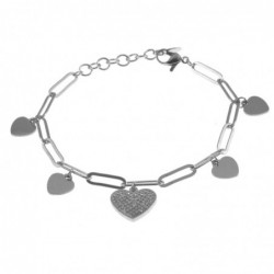 bracciale donna cuoricini acciaio