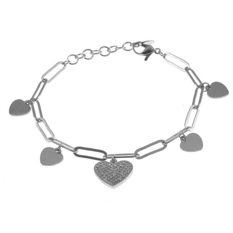 bracciale donna cuoricini acciaio