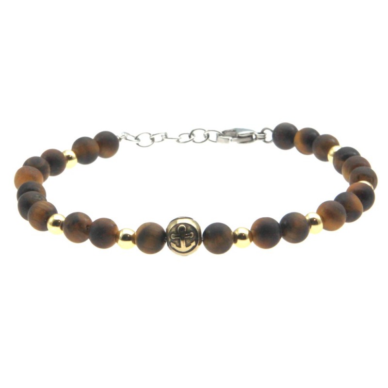 bracciale ancora uomo pietre e acciaio