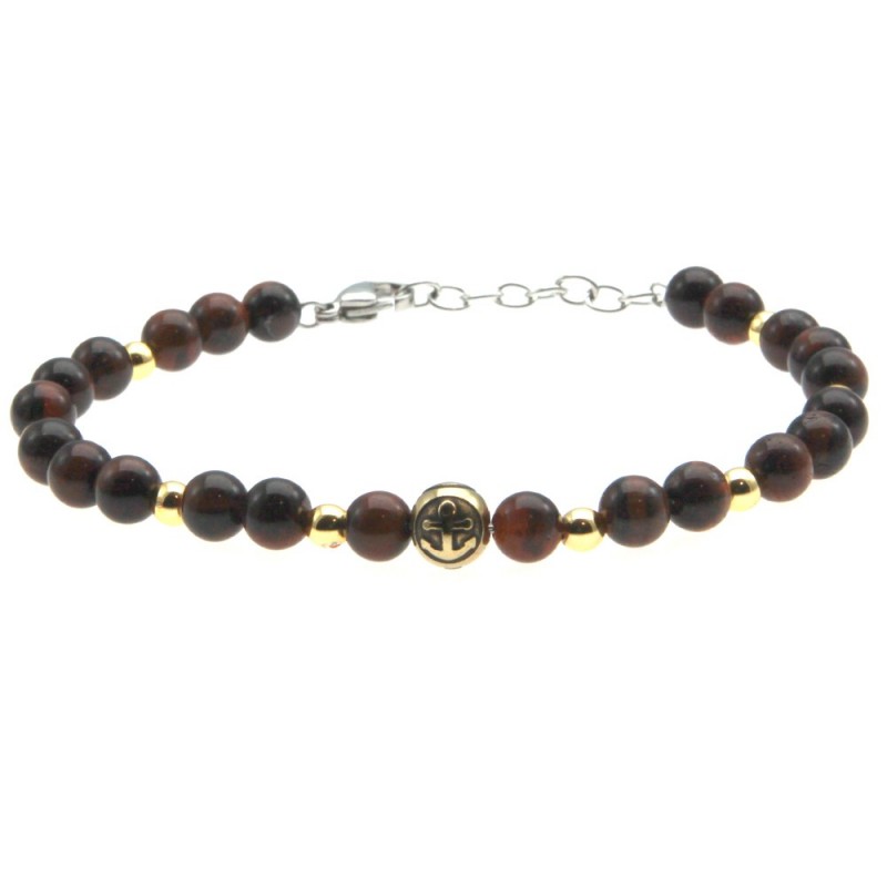 bracciale ancora uomo pietre e acciaio