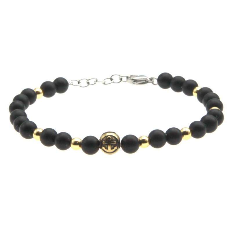 bracciale ancora uomo pietre e acciaio