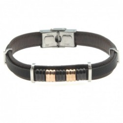 bracciale uomo pelle e acciaio