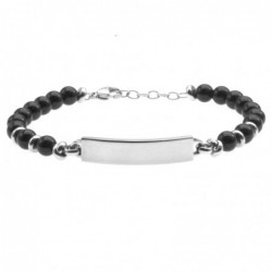 bracciale uomo con piastra acciaio e pietre