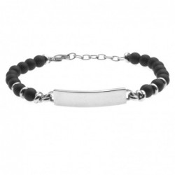 bracciale uomo con piastra acciaio e pietre