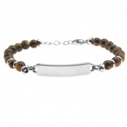 bracciale uomo con piastra acciaio e pietre