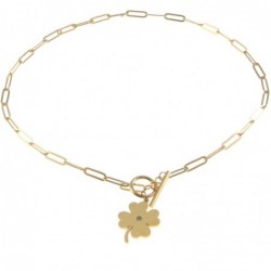 collana girocollo donna con quadrifoglio acciaio