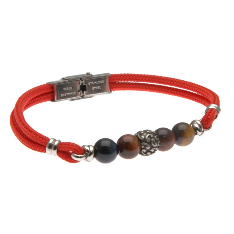 bracciale con pietre e cordoncino colorato