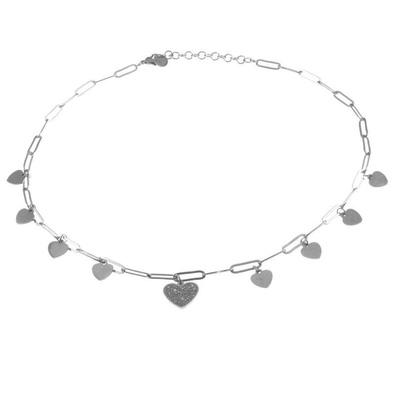 collana donna con cuoricini acciaio