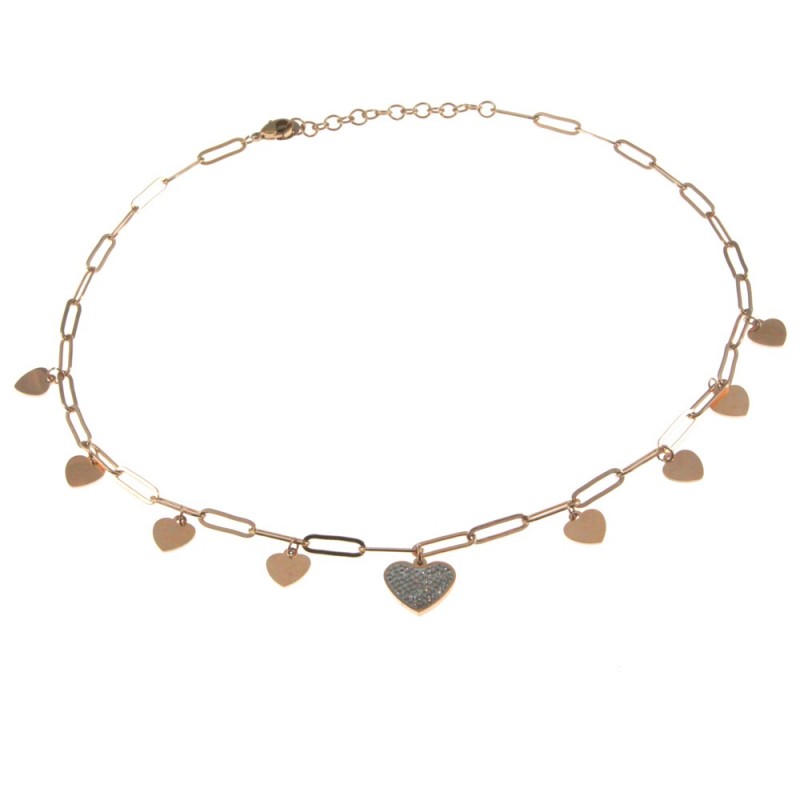 collana donna con cuoricini acciaio