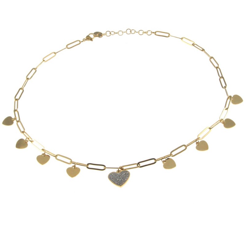 collana donna con cuoricini acciaio