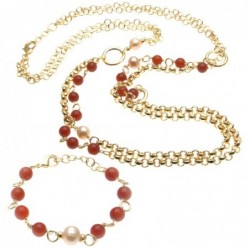 parure donna collana bracciale bronzo e pietre