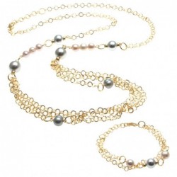 parure donna collana bracciale bronzo e pietre