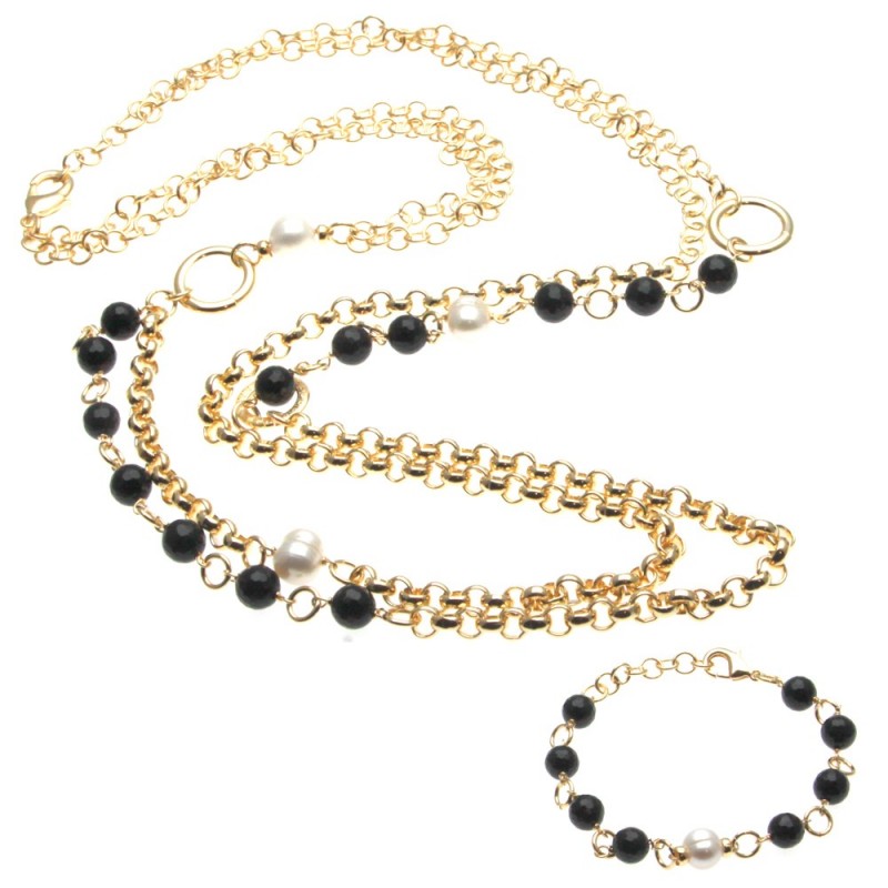 parure donna collana bracciale bronzo e pietre