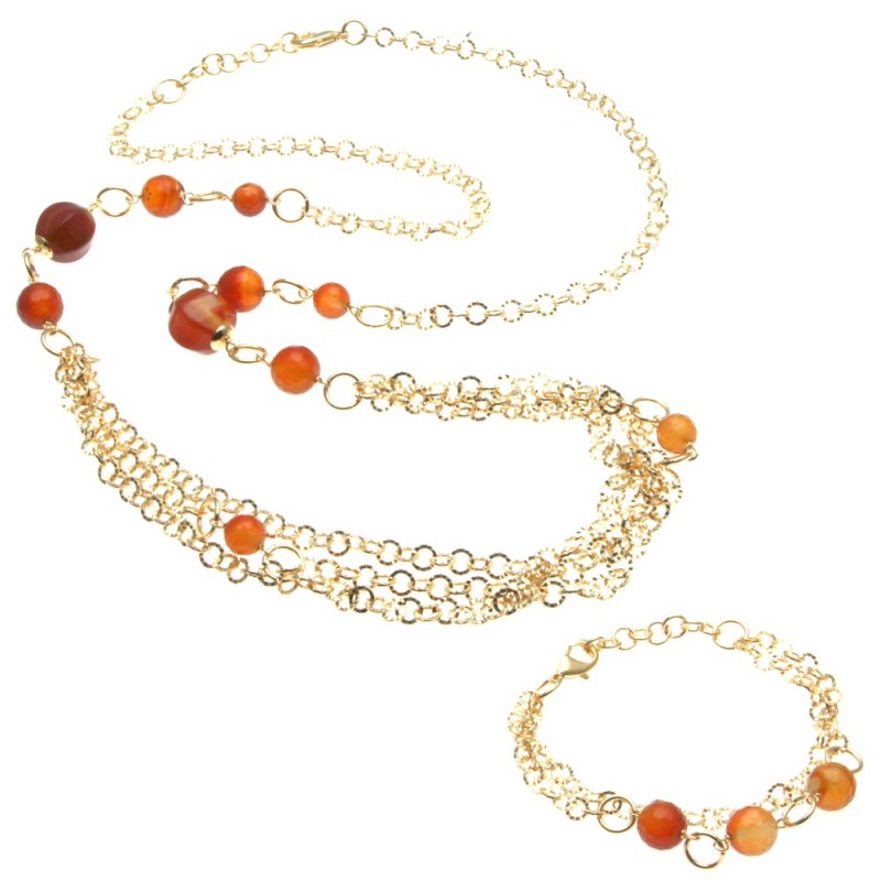 parure donna collana bracciale bronzo e pietre