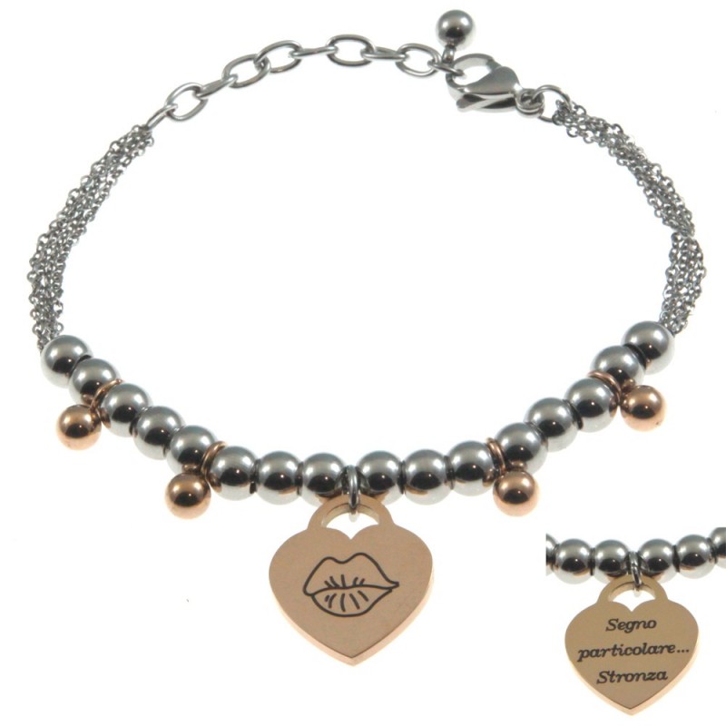bracciale donna con frasi e simboli acciaio