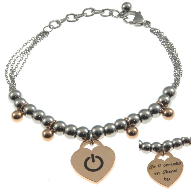bracciale donna con frasi e simboli acciaio