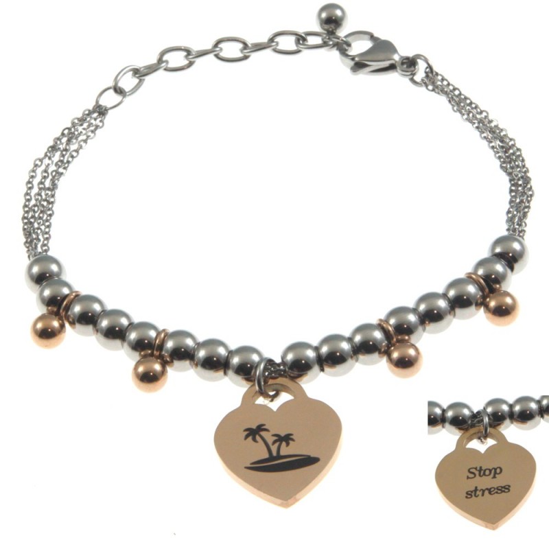 bracciale donna con frasi e simboli acciaio