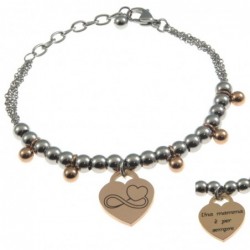 bracciale donna con frasi e simboli acciaio
