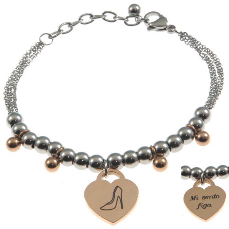 bracciale donna con frasi e simboli acciaio
