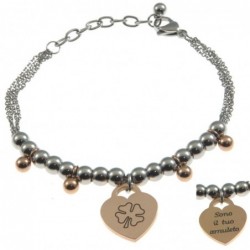 bracciale donna con frasi e simboli acciaio