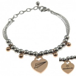 bracciale donna con frasi e simboli acciaio