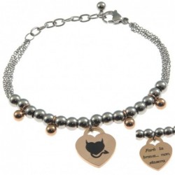 bracciale donna con frasi e simboli acciaio