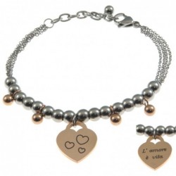 bracciale donna con frasi e simboli acciaio