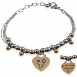 bracciale donna con frasi e simboli acciaio