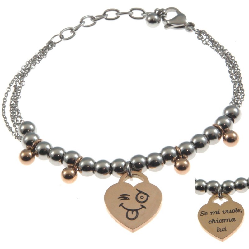 bracciale donna con frasi e simboli acciaio