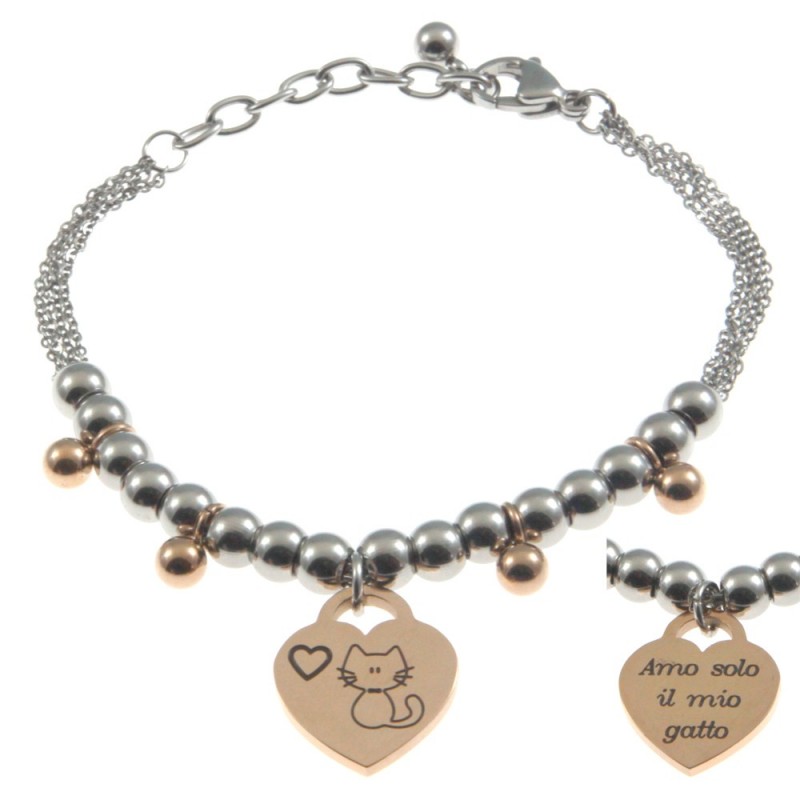 bracciale donna con frasi e simboli acciaio